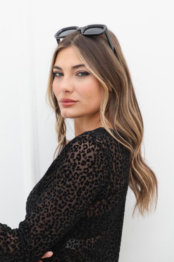 MANGA LARGA TUL VELVET ANIMAL PRINT