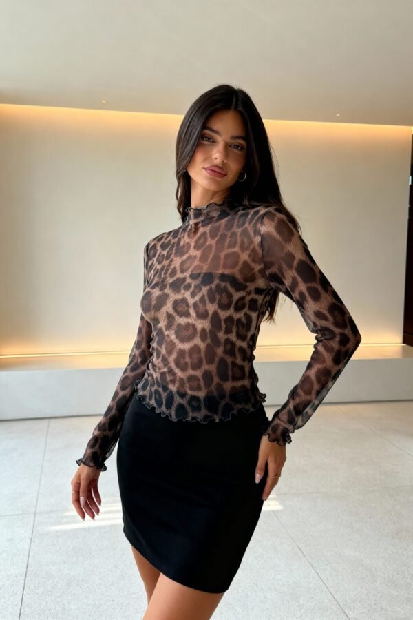 POLERA LISA TUL ANIMAL PRINT