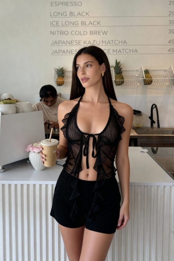 TOP MIA TUL ROSA BRILLOS