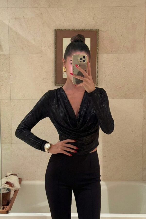 MANGA LARGA MARCELA BUCHE TUL METALIZADO