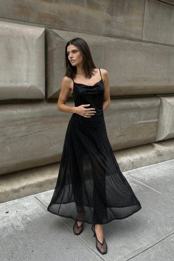 VESTIDO MERCEDES TUL BRILLOS