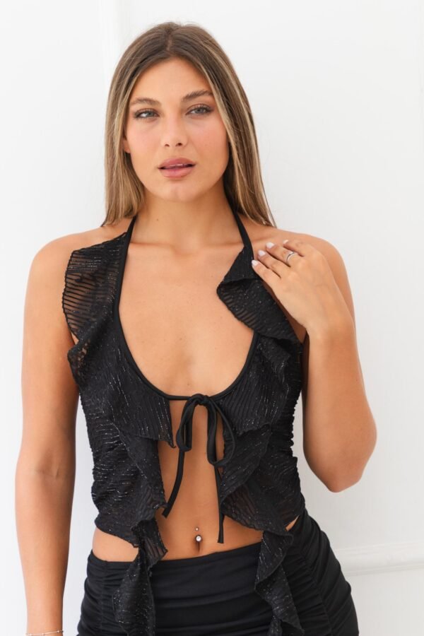 TOP MIA TUL ROSA BRILLOS