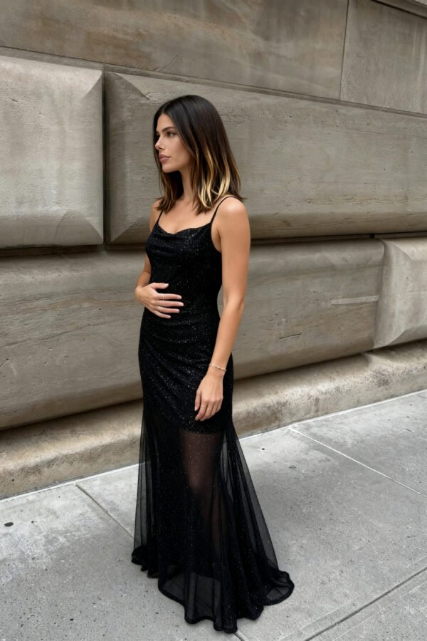 VESTIDO MERCEDES TUL BRILLOS