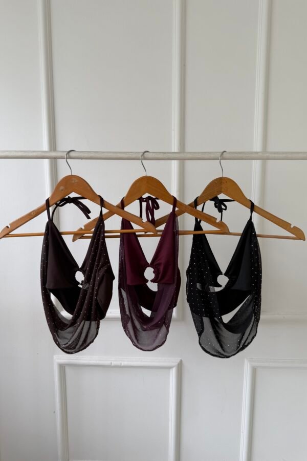 TOP REBECA TUL STRASS