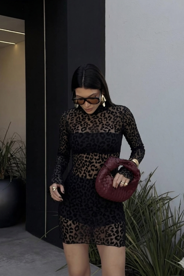 VESTIDO ARIANA TUL VELVET ANIMAL PRINT