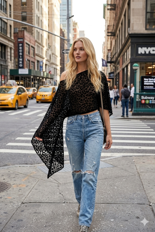 PONCHO TUL VELVET ANIMAL PRINT