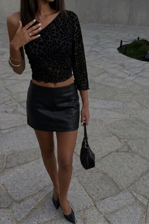 TOP RIHANA TUL VELVET ANIMAL PRINT