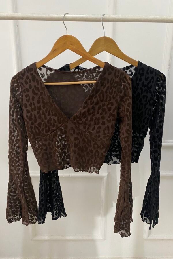 MANGA LARGA SELMA TUL VELVET ANIMAL PRINT