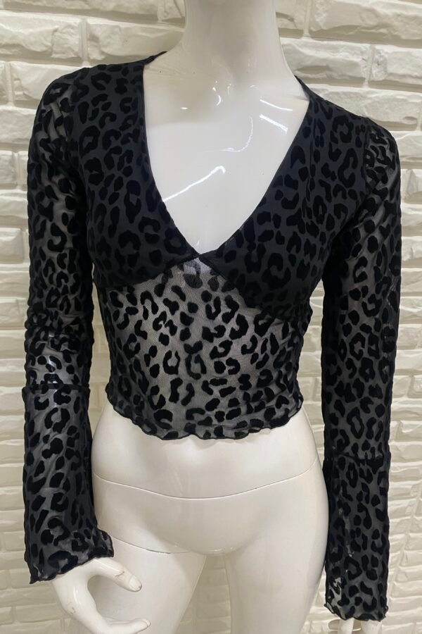 MANGA LARGA SELMA TUL VELVET ANIMAL PRINT