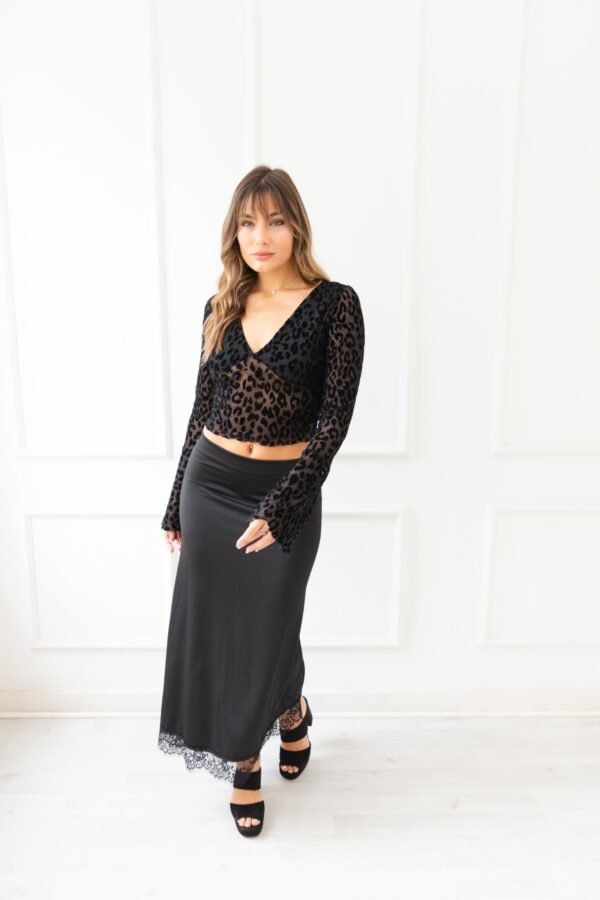 MANGA LARGA SELMA TUL VELVET ANIMAL PRINT