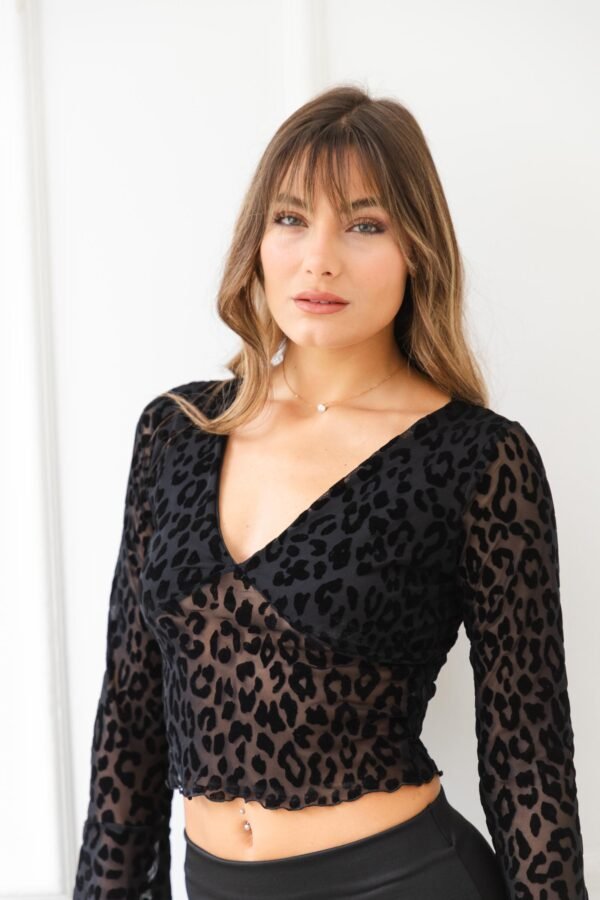 MANGA LARGA SELMA TUL VELVET ANIMAL PRINT