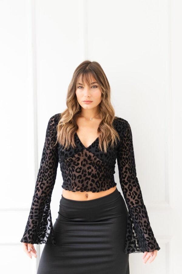 MANGA LARGA SELMA TUL VELVET ANIMAL PRINT