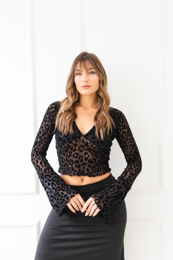 MANGA LARGA SELMA TUL VELVET ANIMAL PRINT