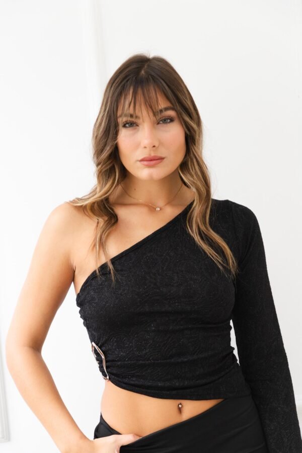 MANGA LARGA VIOLETA BRILLOS