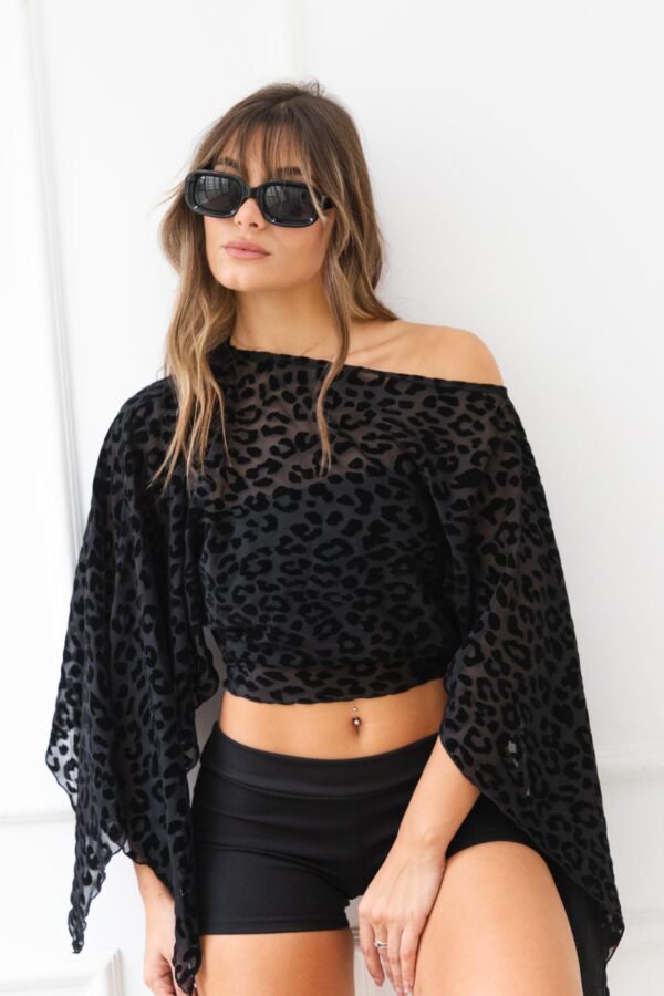 PONCHO TUL VELVET ANIMAL PRINT