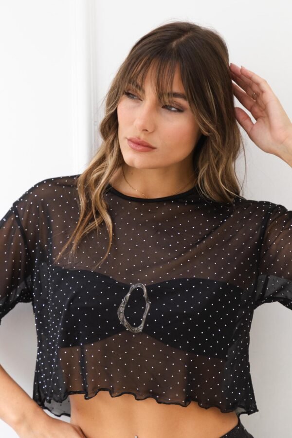 REMERA OVERSIZE TUL STRASS