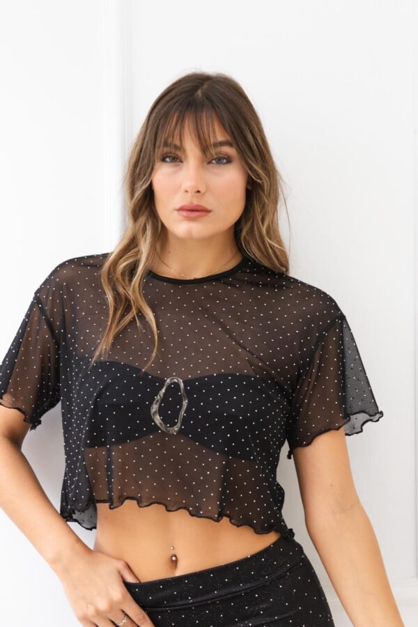 REMERA OVERSIZE TUL STRASS
