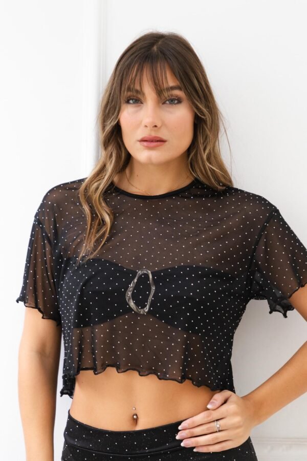 REMERA OVERSIZE TUL STRASS