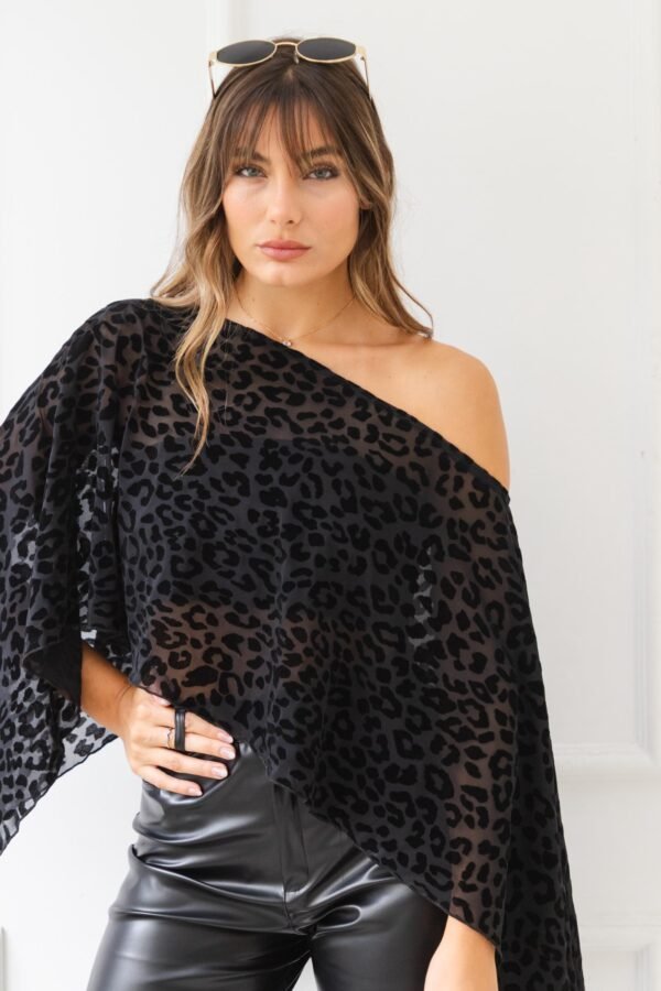 PONCHO BARBARA TUL VELVET ANIMAL PRINT