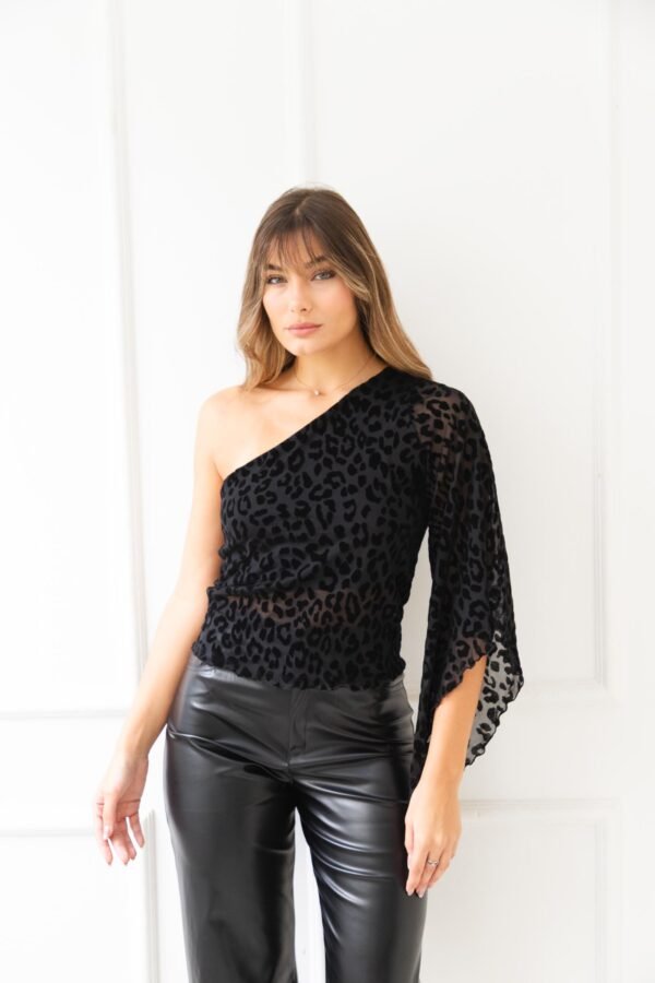 TOP RIHANA TUL VELVET ANIMAL PRINT
