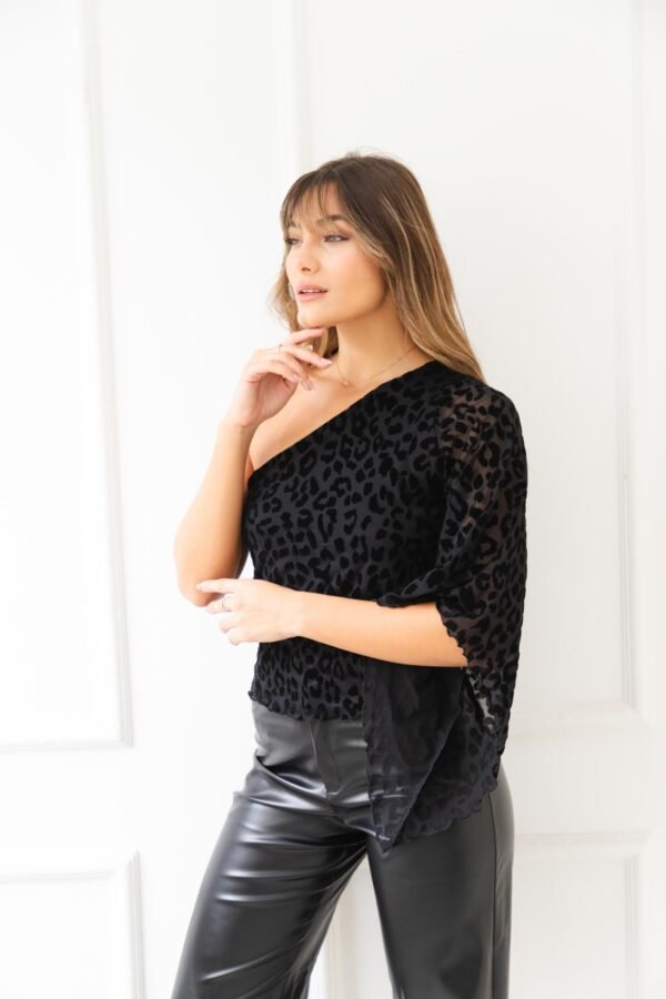 TOP RIHANA TUL VELVET ANIMAL PRINT