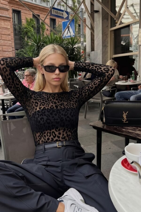 MANGA LARGA TUL VELVET ANIMAL PRINT