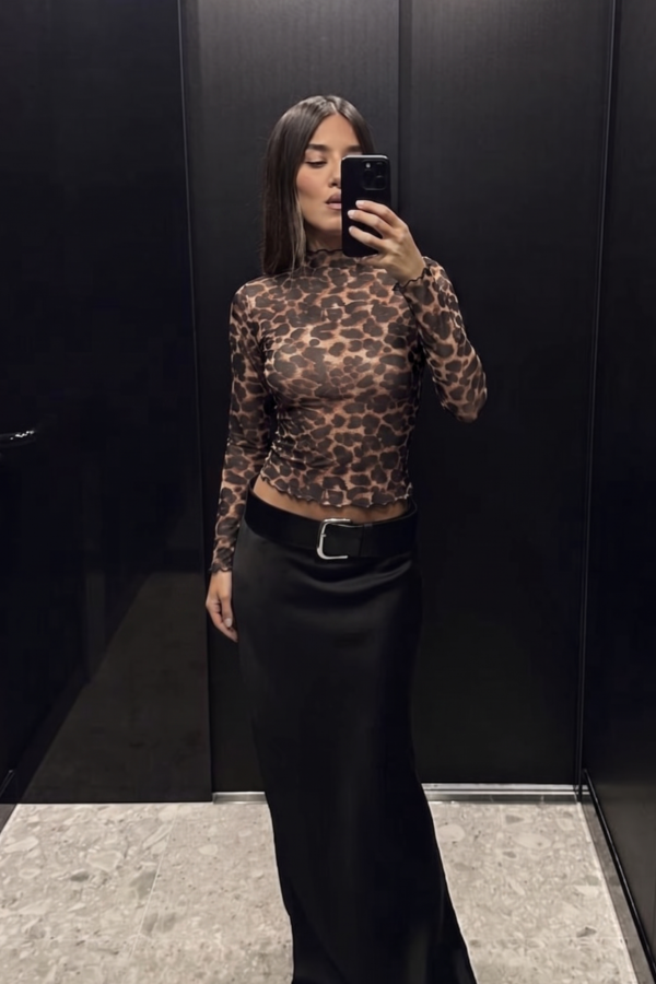 POLERA LISA TUL ANIMAL PRINT