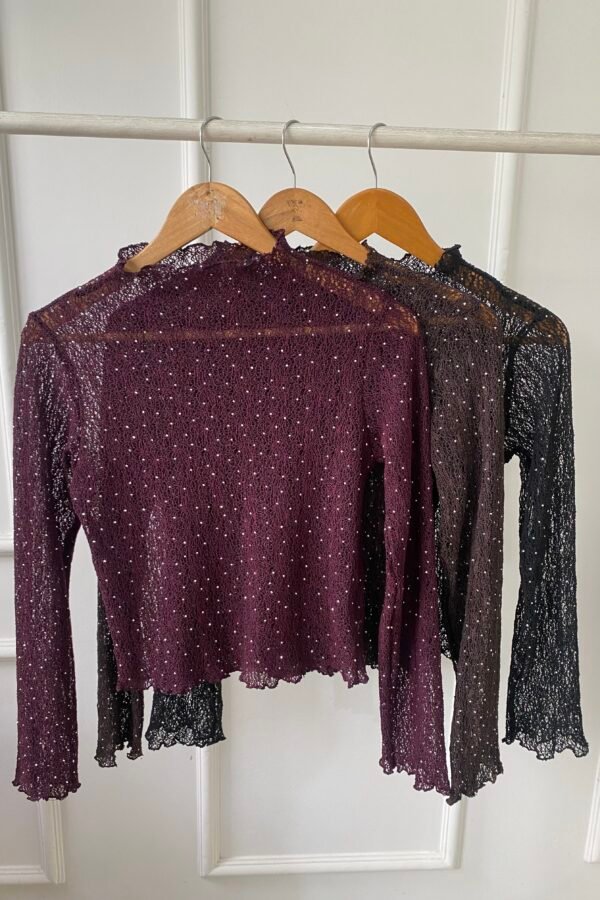 POLERA LISA ENCAJE BRILLOS