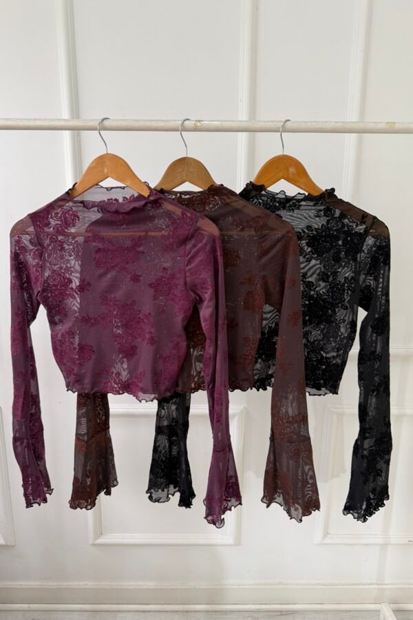 POLERA JULIETA TUL ROSA BRILLOS