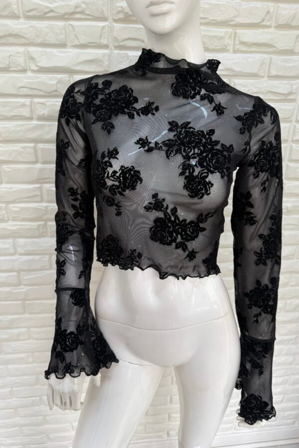 POLERA JULIETA TUL ROSA BRILLOS