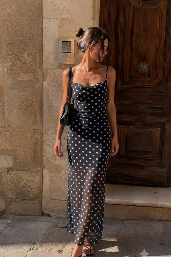VESTIDO MERCEDES TUL LUNARES