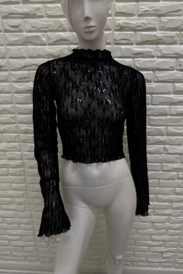 POLERA JULIETA ENCAJE LENTEJUELAS