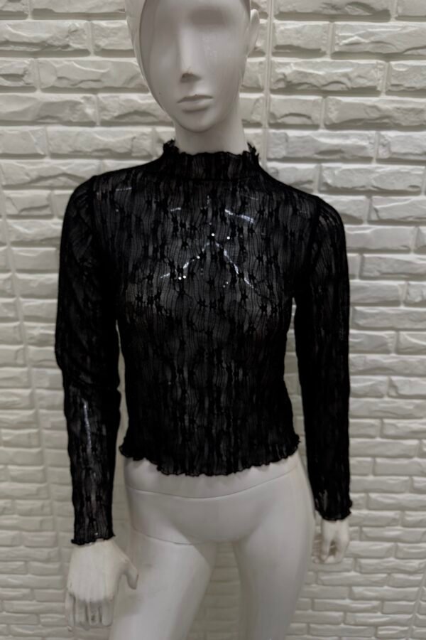 POLERA LISA ENCAJE LENTEJUELAS