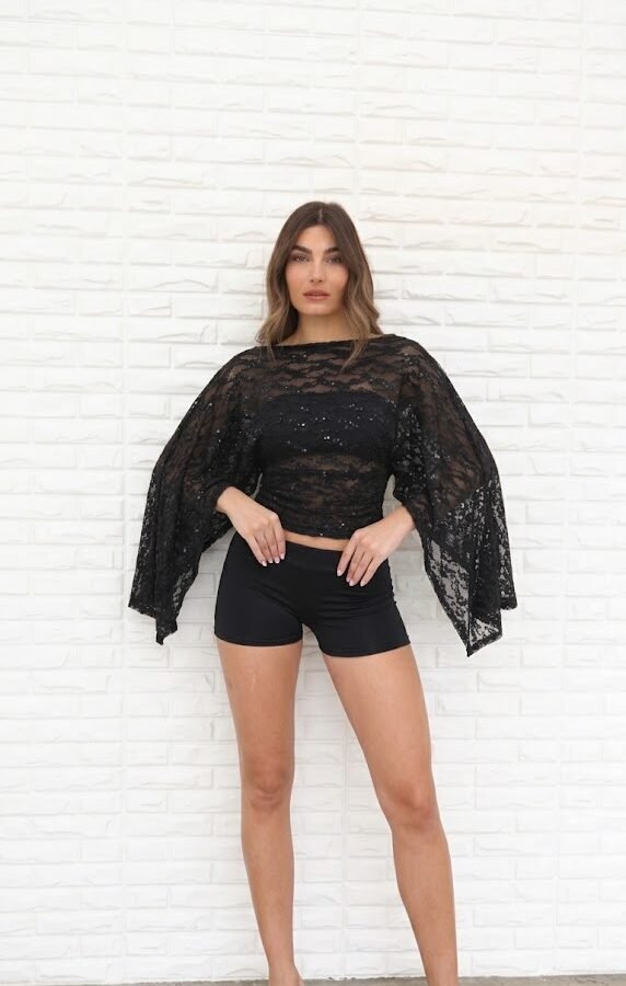 PONCHO COCO TUL LENTEJUELAS